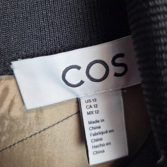 COS Black Satin Midi Turtleneck Dress Sz 12 Relaxed Fit Modern Luxury Minimalist - Picture 8 of 16